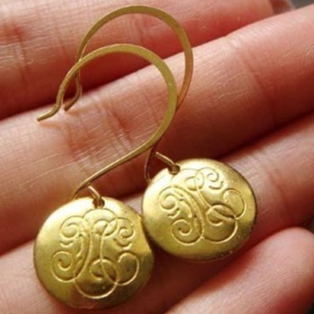 Bronze curlicue earrings